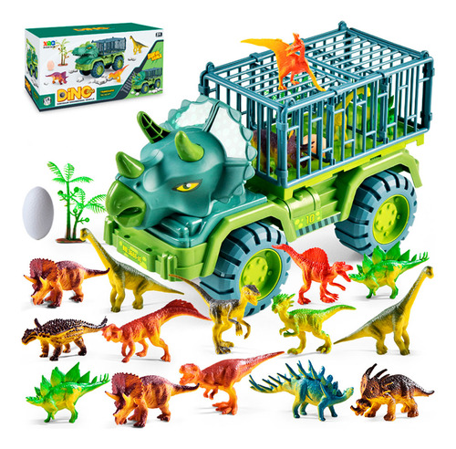 Camión De Dinosaurio Grande Transporte +21 Figuras - El Rey