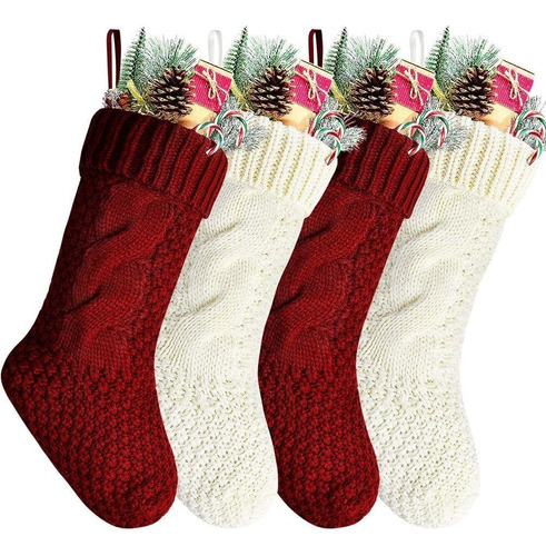 4 Paquetes De Medias Tejidas Navideñas 37 Cm Colgar En Navid