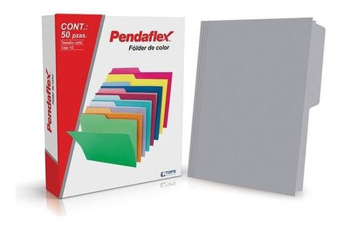 Folder Tamaño Carta Pendaflex Tipo 1/2 Ceja Color Gris 50 P