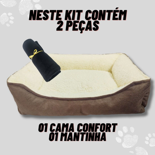 Caminha Para Pet 70x60 De Suede Pelúcia Com Zíper E Cobertor Cor Marrom-claro Desenho Liso