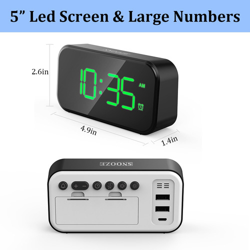 Weekend&Lifecan led digital alarma despertador despertador digital 12/24 Horas despertador digital con alarma despertador pilas digital Carga USB 