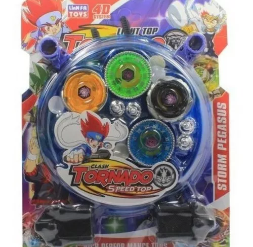 Kit Com 4 Peões Beyblade Metal + Lançador + Arena - Wild Top no