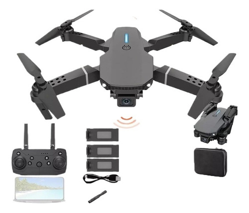 Dron Profesional E88 Pro De 2,4 Ghz Con Cámara Hd, 3 Batería