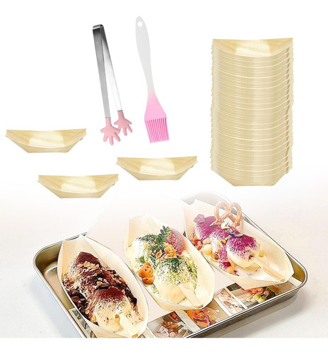 100 Peças De Madeira Barco Sushi Utensílio Sushi