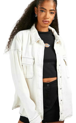 Campera De Jeans Oversize Blanco