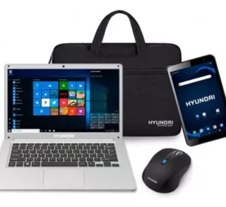 Laptop Hyundai, Tableta, Mouse Y Malet Bundle 4 En 1, Ht14cc