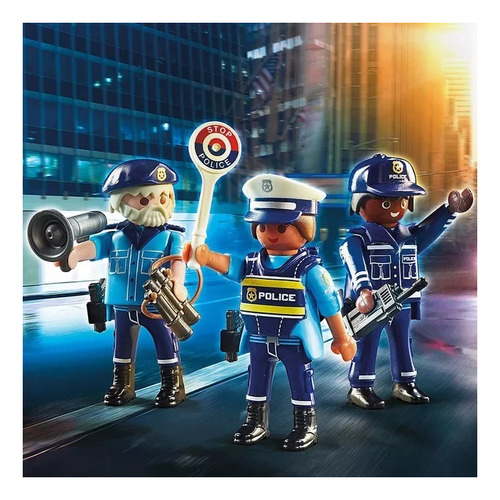 Bloques Para Armar Playmobil Set Figuras Policía 18 Piezas