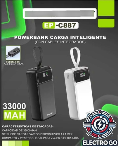 Cargador Portatil Ecopower 33000 Mah Smart Charge Blanco