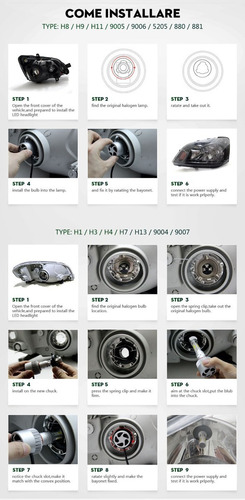 Imagen 9 de 9 de Focos Led Luces Vehículo 16000 Lumenes H1 H3 H4 H7 H8 H11 88