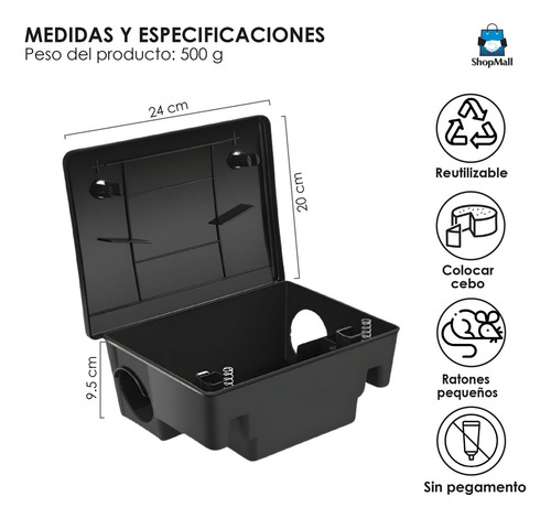 Trampa Rata Cebera Con Bebedero Ratón Industrial Resistente