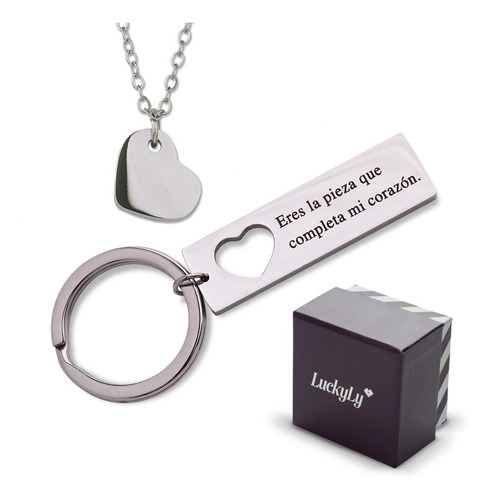 Llavero Collar Corazón, Regalos Mujer Parejas Novia Luckyly