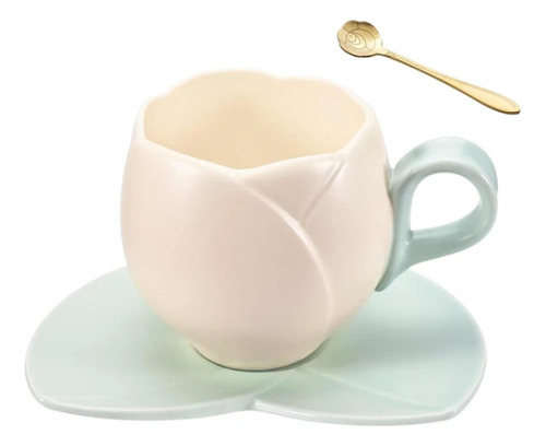 Zz Taza Con Forma De Tulipán Y Cuchara, Para Tomar Espresso