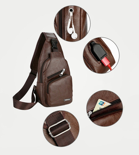 Bolso Bandolera Antirrobo Para Hombre Con Puerto De Carga