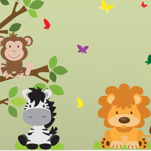 Imagem 6 de 7 de Adesivo Parede Infantil Árvore Safari