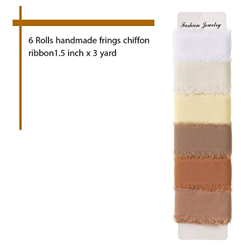 6 Rollos De Cinta De Seda De Chifón Borlas Hechas Mano...