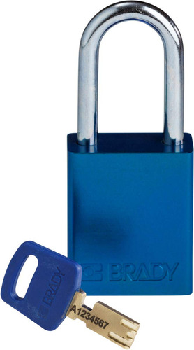 Brady Safekey Candado Bloqueo Aluminio Azul Grillete Acero