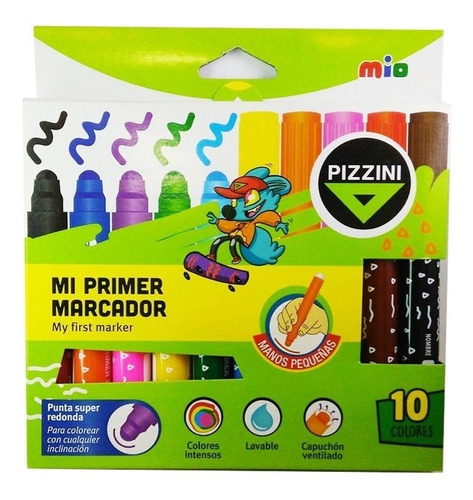 Marcador Fibra Pizzini Mi Primer Marcador 10 Colores