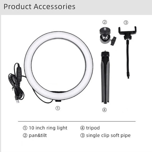 Ring Light 10 26cm Iluminação Profissional Led Selfie Tripé