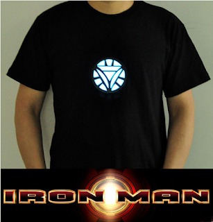 Camiseta Led Homem Ferro Tony Stark Coraçao Reator Iron Man 