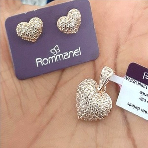 Brincos Rommanel Formato Coração Com Zircônias 523989