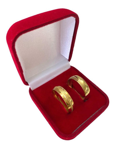 Par De Alianças 6mm  Banhado A Ouro 18k Casamento Namoro