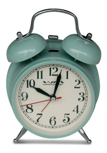 Reloj De Mesa Vintage Con Alarma Verde