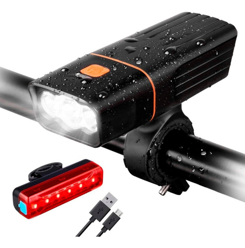 Linterna Led Bicicleta Recargable Usb Delantera Trasera - Al