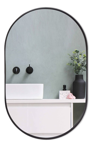 Zenmag Espejo Ovalado Negro, Espejo De Bao Ovalado De 22 X 3
