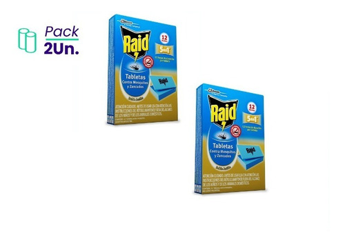 Pack X2u Tableta Mosquitos Repuesto Insecticida Raid X12 Uni