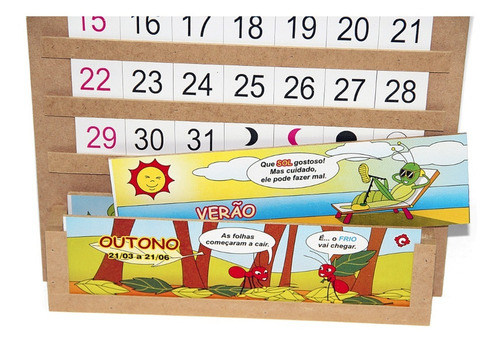 Imagem 2 de 4 de Calendário Relógio brinquedo Educativo Pedagógico Carlu 64pc