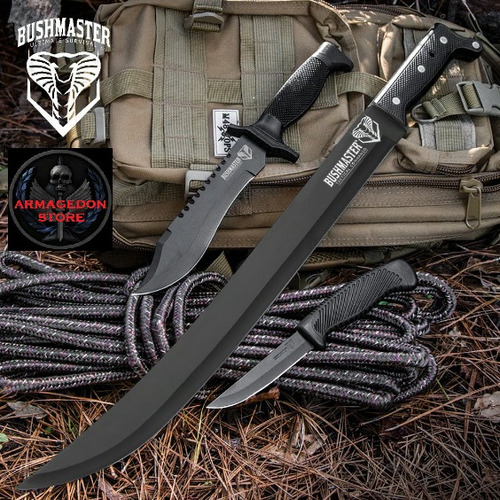 Cuchillo Navaja  Y Machete Bushmaster Kit Militar Tactico