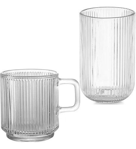 Juego X12 Piezas De Vasos Y Tazas De Vidrio