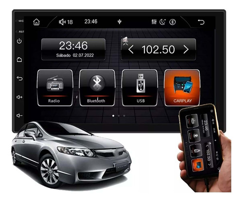 Central Multimidia Carplay Android Aut New Civic 2007 A 2011