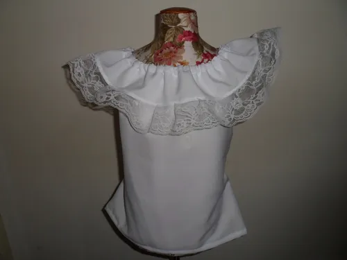 Blusa Campesina Blanca C puntilla Pericon Talle 4 Aprox