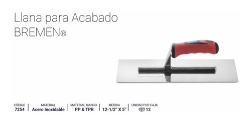 Imagen 3 de 5 de Llana Acabado Durlock 310x50 Ace Inox Yese Cod 7 Bremen 7254