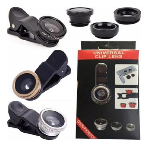 Kit Lente 3 Em 1 Macro Wide Fish Eye Olho De Peixe Universal