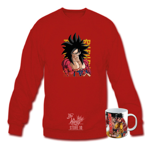 Poleron Polo + Taza, Goku Super Saiyan 4, Dragon Ball Gt, Anime, Xxl