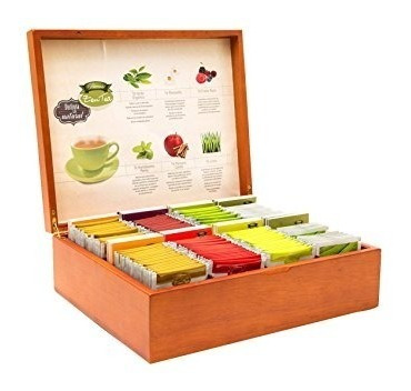 Zentea Caja De Madera Con 150 Sobres De Té (6 Sabores: Verd