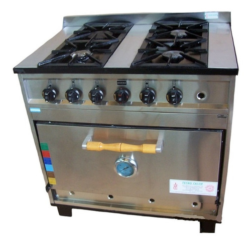 Cocina Industrial Tecno Calor 4 Hornallas 87cm. Horno Pizzer