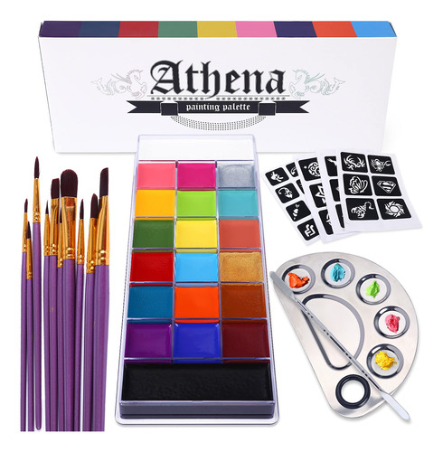 Kit De Paleta Athena Pintura Corporal Con Brochas Y Espatula