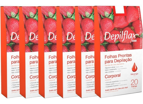 120 Folhas Prontas Depilação Corporal Depilflax Morango