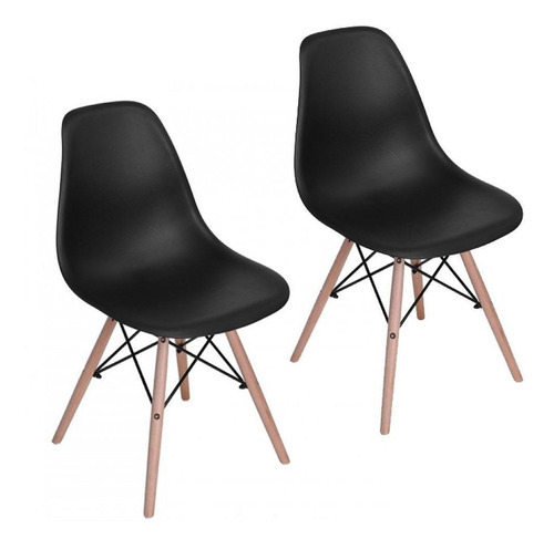 Set 2 Sillas Tipo Eames Oficina Comedor Color De La Estructura De La Silla Negro Color Del Asiento Negro