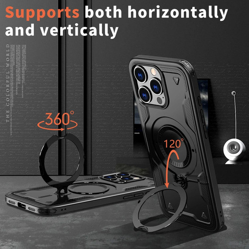 Funda Armor Magsafe Para iPhone 16, 13, 12, 14, 15 Pro Max Plus, Carga Inalámbrica, 360 Grados, Anillo Atril, A Prueba De Golpes