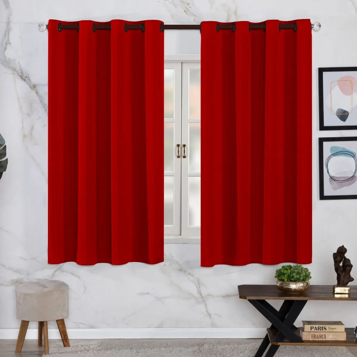 Cortina 2,20x1,40 Para Quarto/sala Em Oxford Cor Vermelho