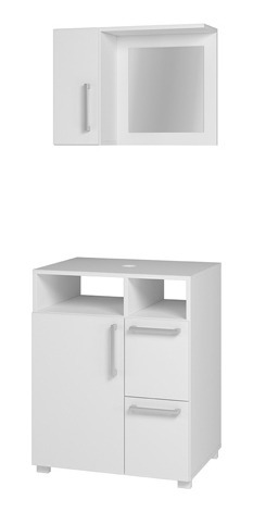 Imagen 1 de 4 de Conjunto Mueble De Baño 2 Puertas 2 Cajones Espejo Blanco