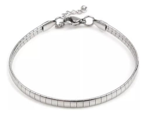  Pulseira Mix Joias Corrente Achatada 300112 De Aço Inoxidável Cor Prateado Tamanho 18,5 Cm Para Adultos