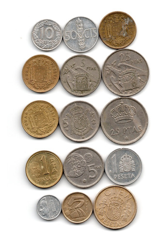 España Lote 15 Monedas Diferentes Pesetas Franco Juan Carlos