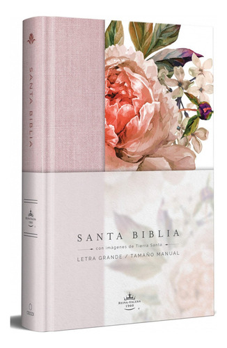 Biblia Rvr1960 Lt Grande Tapa Dura Rosada Con Flores Manual