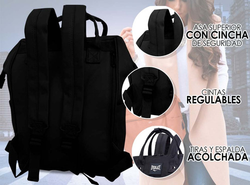 Imagen 5 de 10 de Cartera Mochila Everlast Mujer Anti-robo Espalda Urbana Lady