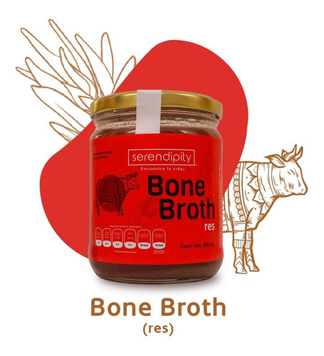 Caldo De Huesos Res 400ml Bone Broth Serendipity Orgánico